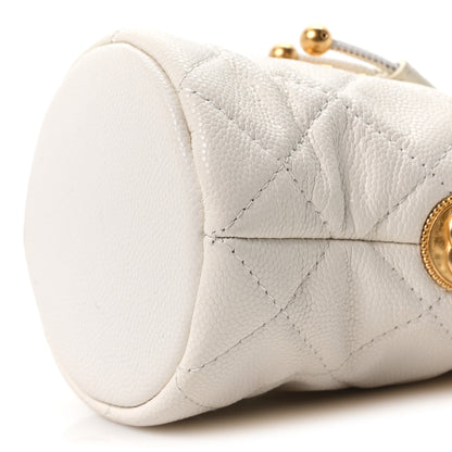 Chanel Caviar Quilted Twist Your Buttons Mini Bucket Bag White 10 of 10