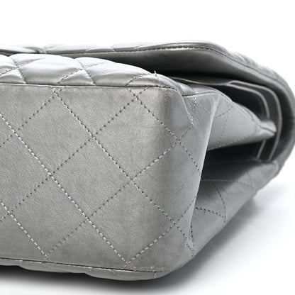Chanel Metallic Lambskin Quilted Jumbo Double Flap Grey 9 of 13