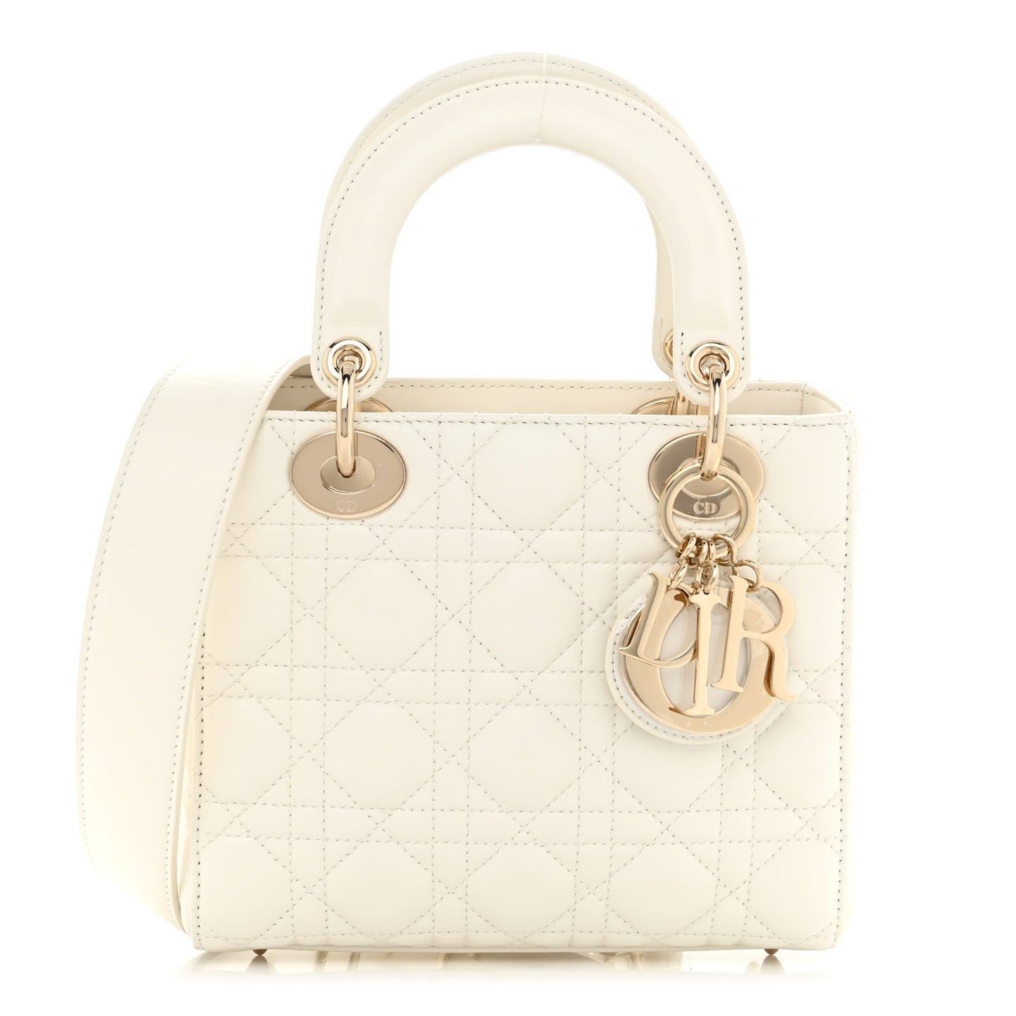 CHRISTIAN DIOR Lambskin Cannage Small My ABCDior Lady Dior White