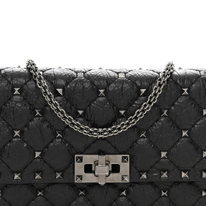 Valentino Garavani Craquele Nappa Rockstud Spike Wallet on Chain Black 5 of 13