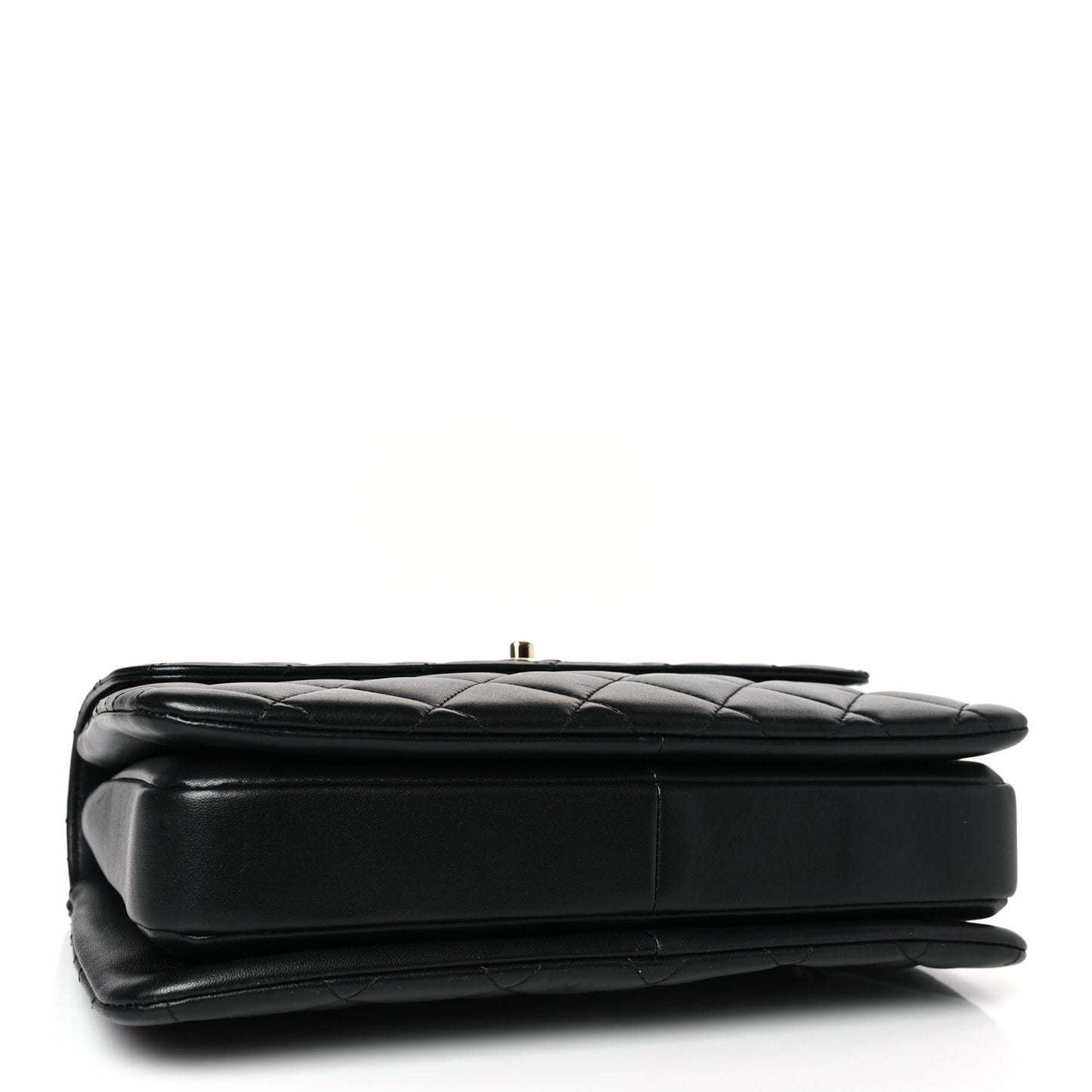 Lambskin Quilted Medium Trendy CC Flap Dual Handle Bag Black