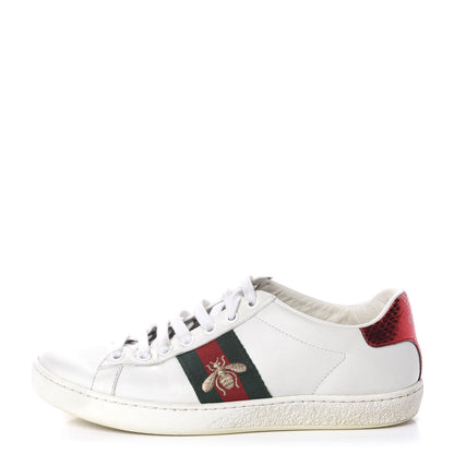 Gucci Calfskin Ayers Bee Embroidered Womens Ace Sneakers 36 White Green 1 of 10