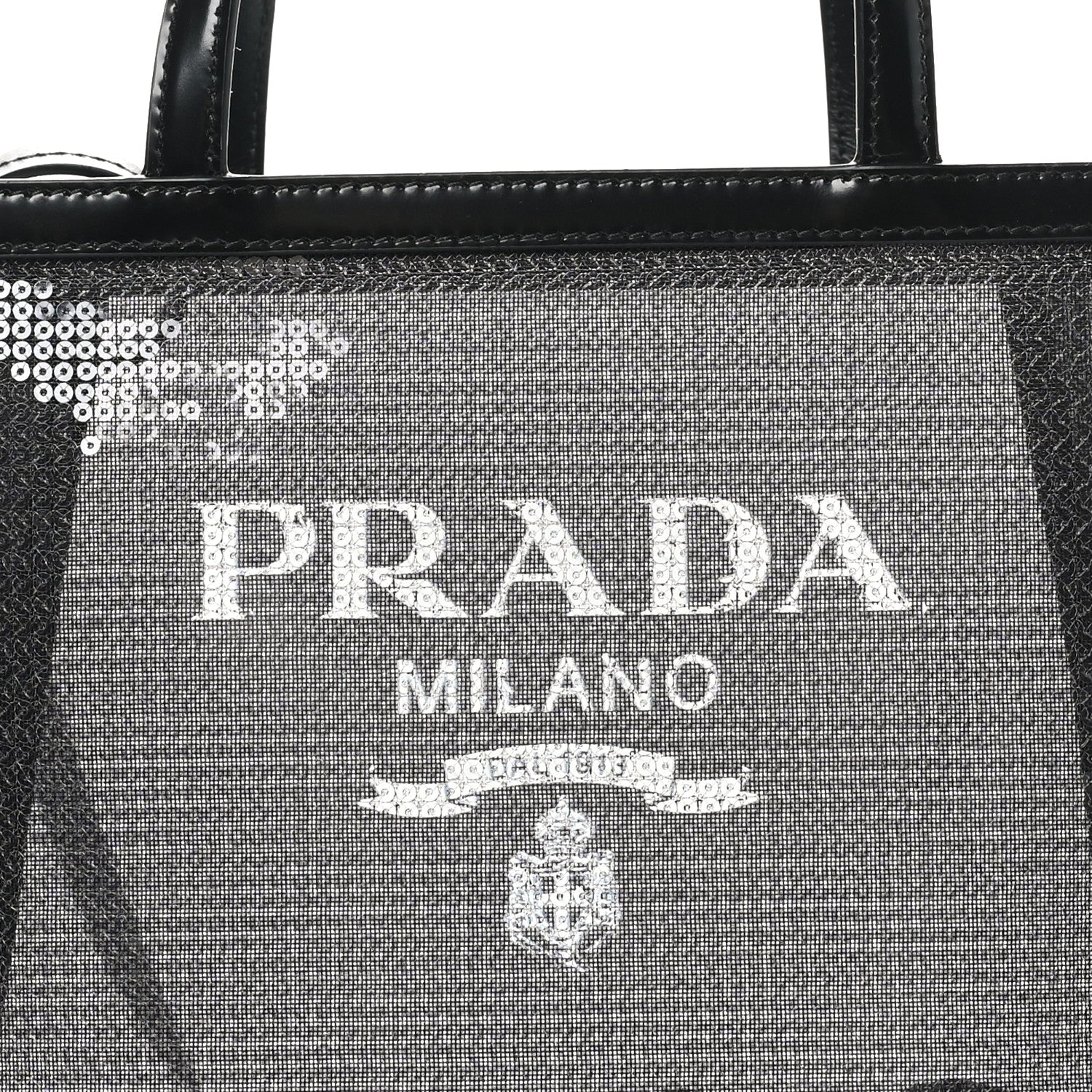 Prada Sequin Rete Paillettes Small Tote Bag Black 7 of 9