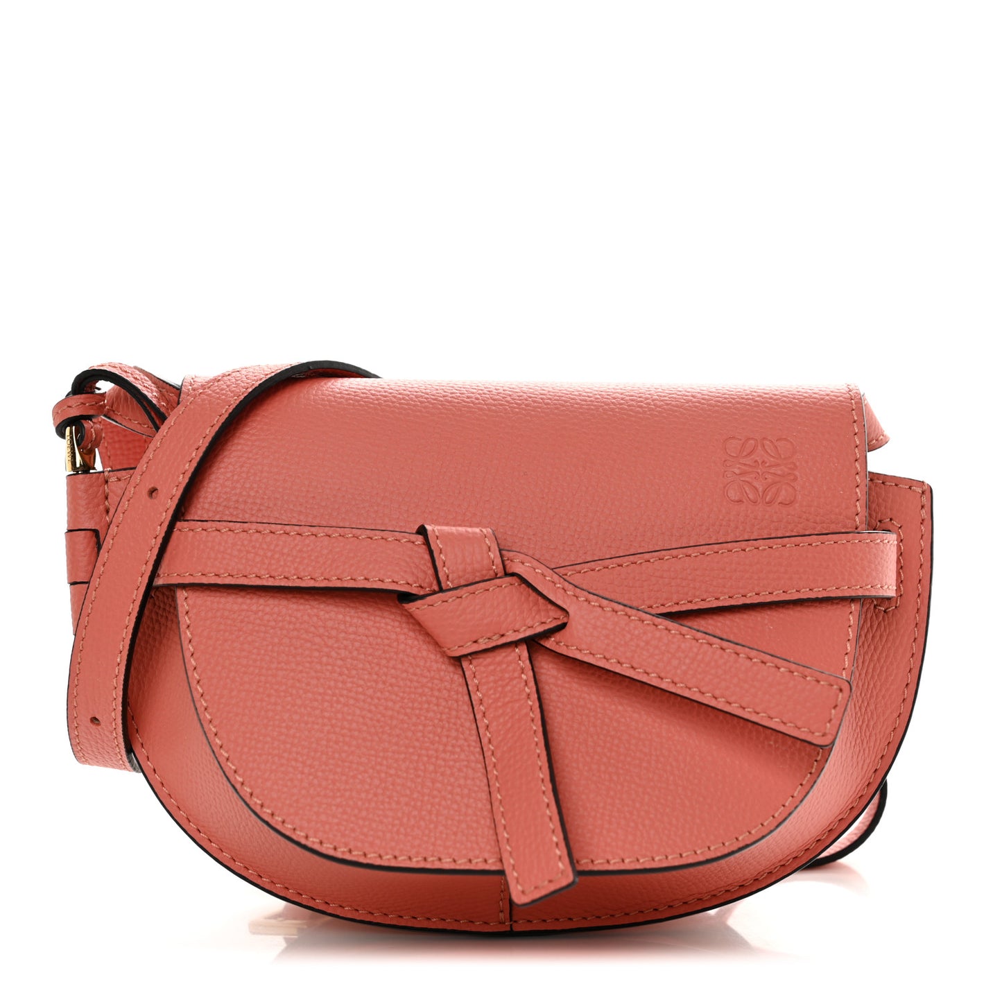 Pebble Grain Calfskin Mini Gate Dual Bag Pink Tulip