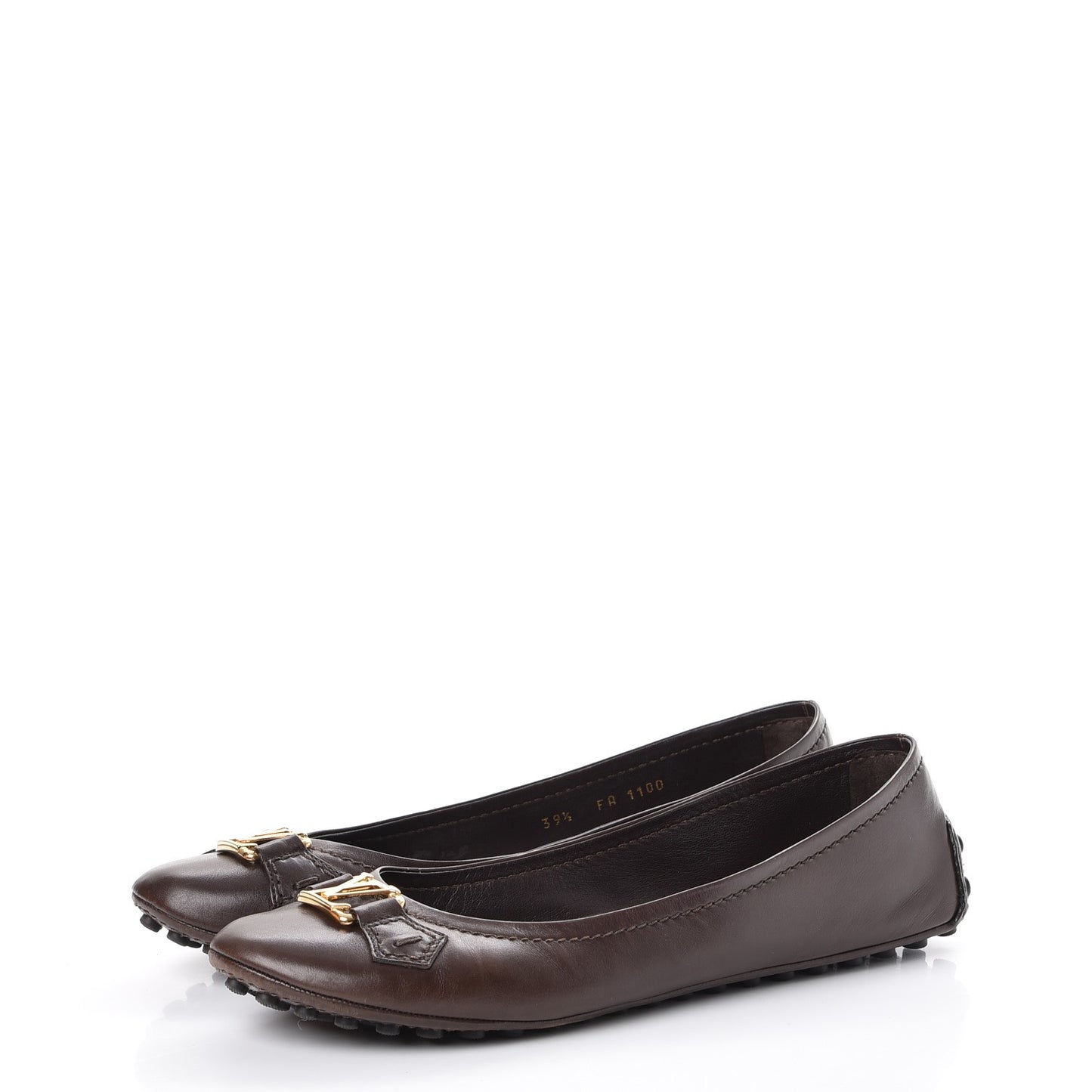 Calfskin Oxford Ballerina Flats 39.5 Brown