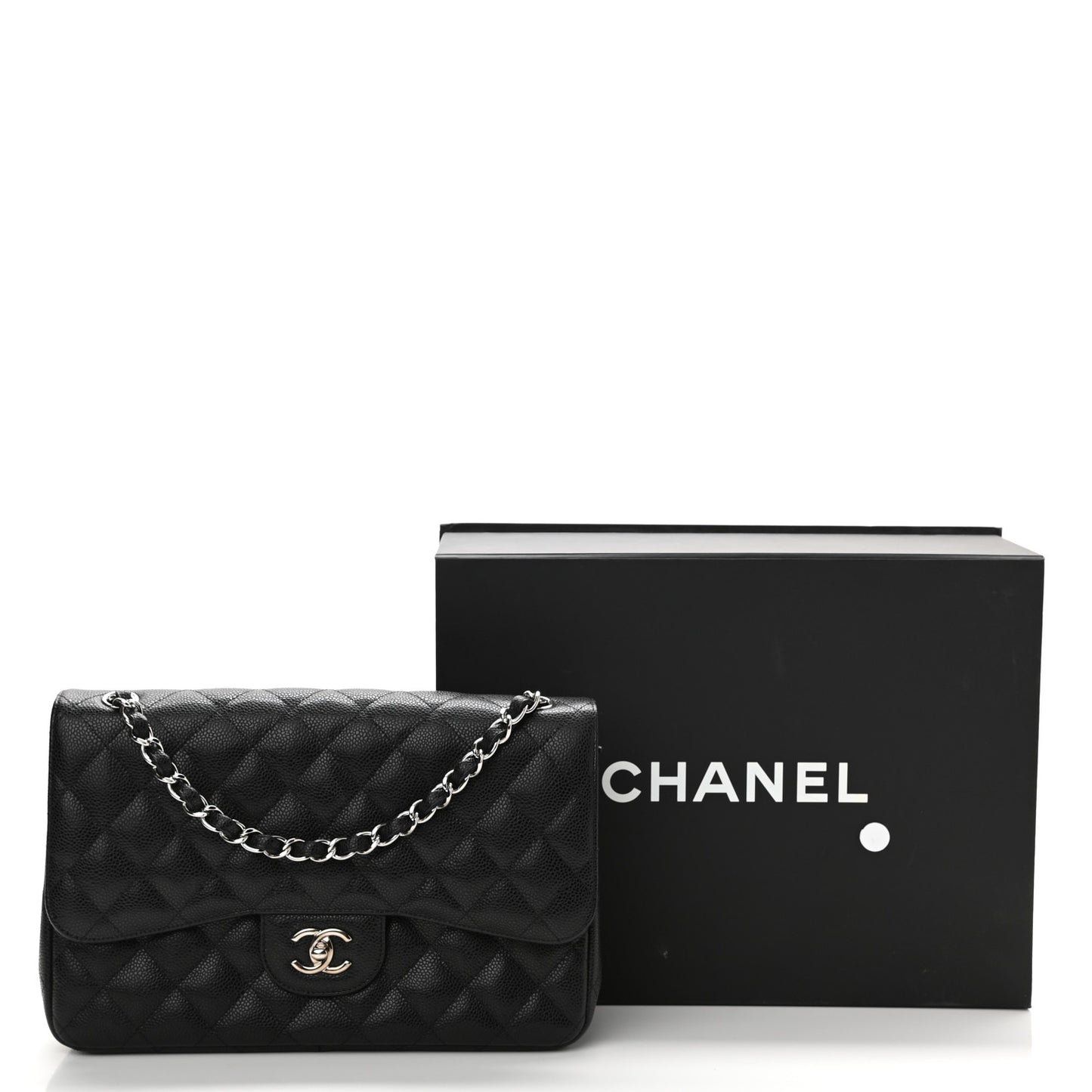 Caviar Quilted Jumbo Double Flap Black