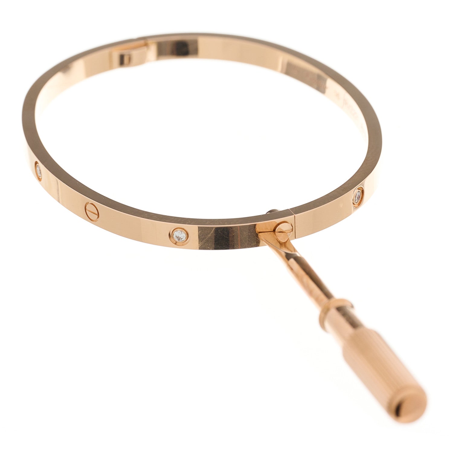 Cartier 18K Pink Gold 6 Diamond Small LOVE Bracelet 16 4 of 5