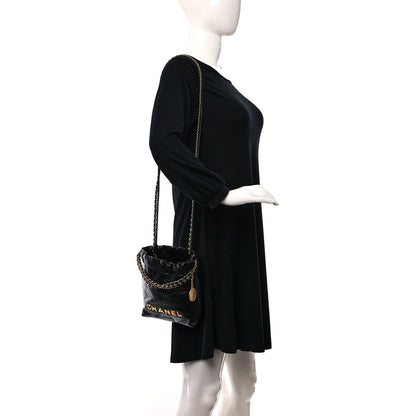 Chanel Shiny Calfskin Quilted Mini Chanel 22 Black 2 of 11