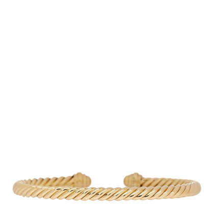 David Yurman 18K Yellow Gold Diamond 4.5mm Renaissance Oval Cablespira Bracelet 2 of 4