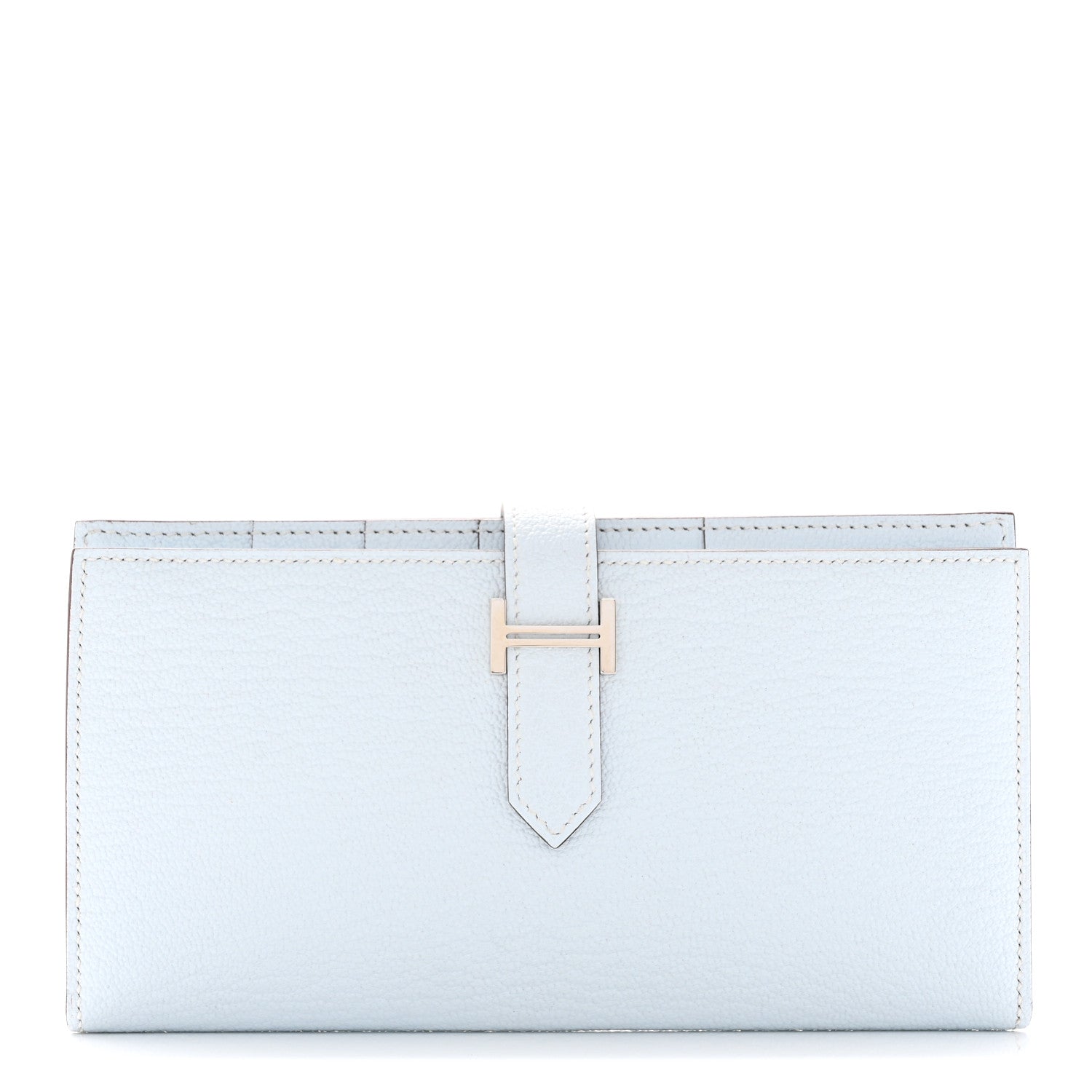 Hermes Chèvre Mysore Bearn Gusset Wallet Bleu Brume 1 of 9