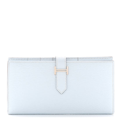Hermes Chèvre Mysore Bearn Gusset Wallet Bleu Brume 1 of 9