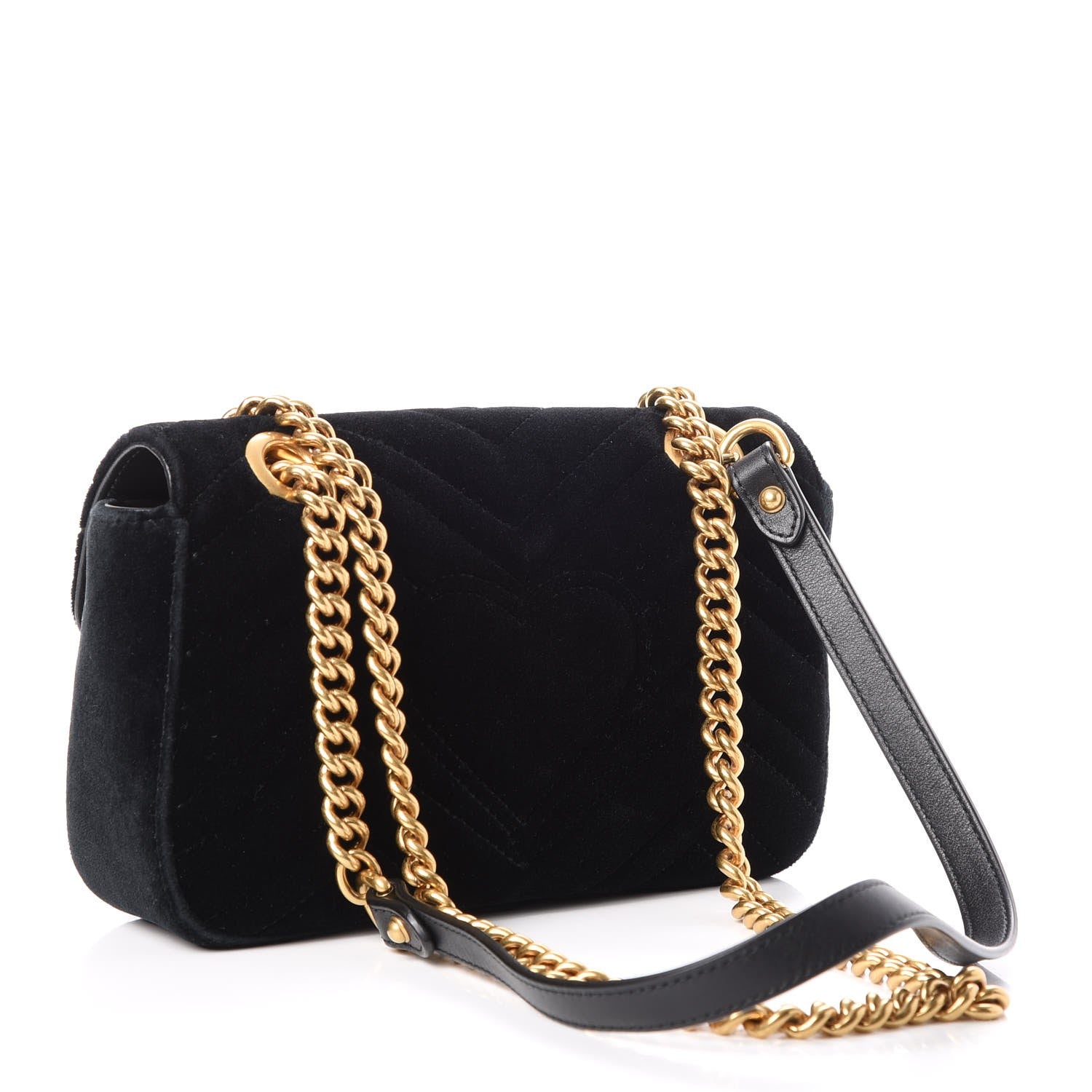 Gucci Velvet Matelasse Mini GG Marmont Shoulder Bag Black 3 of 8