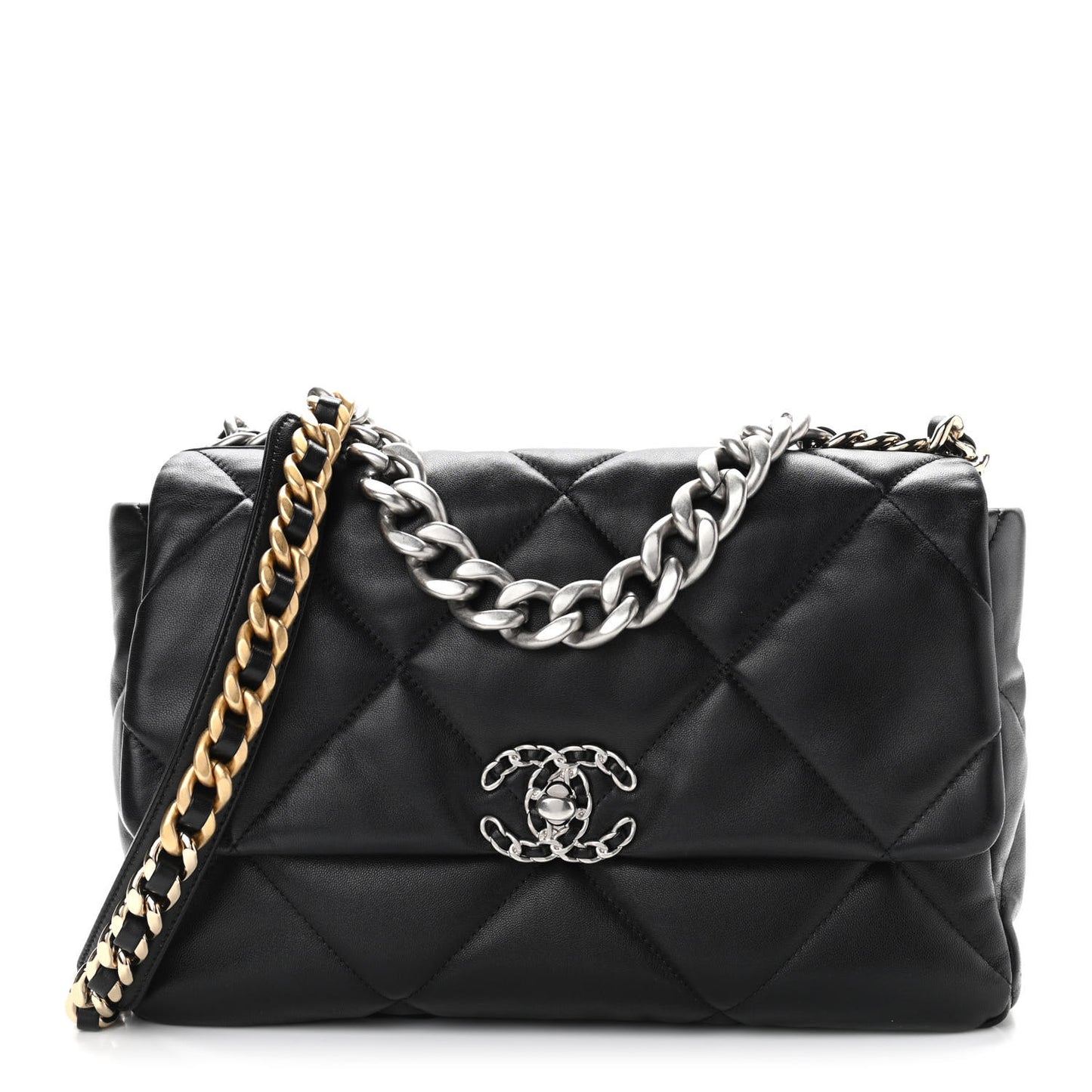 Lambskin Quilted Large Chanel 19 Flap Black
