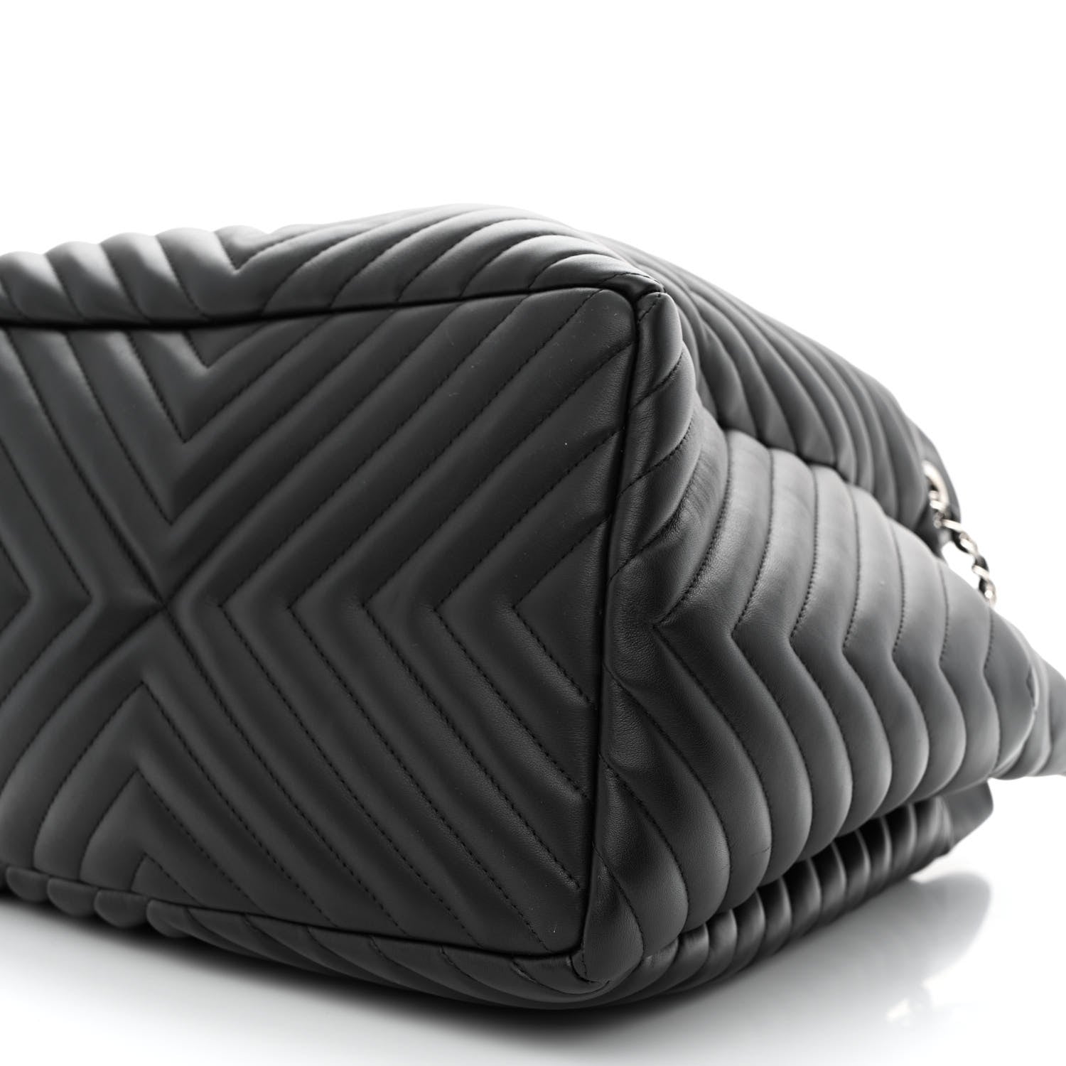 Chanel Lambskin Chevron Quilted Large Urban Spirit Drawstring Bag Black 10 of 11