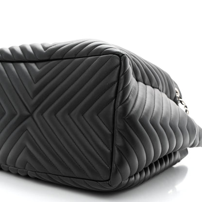 Chanel Lambskin Chevron Quilted Large Urban Spirit Drawstring Bag Black 10 of 11