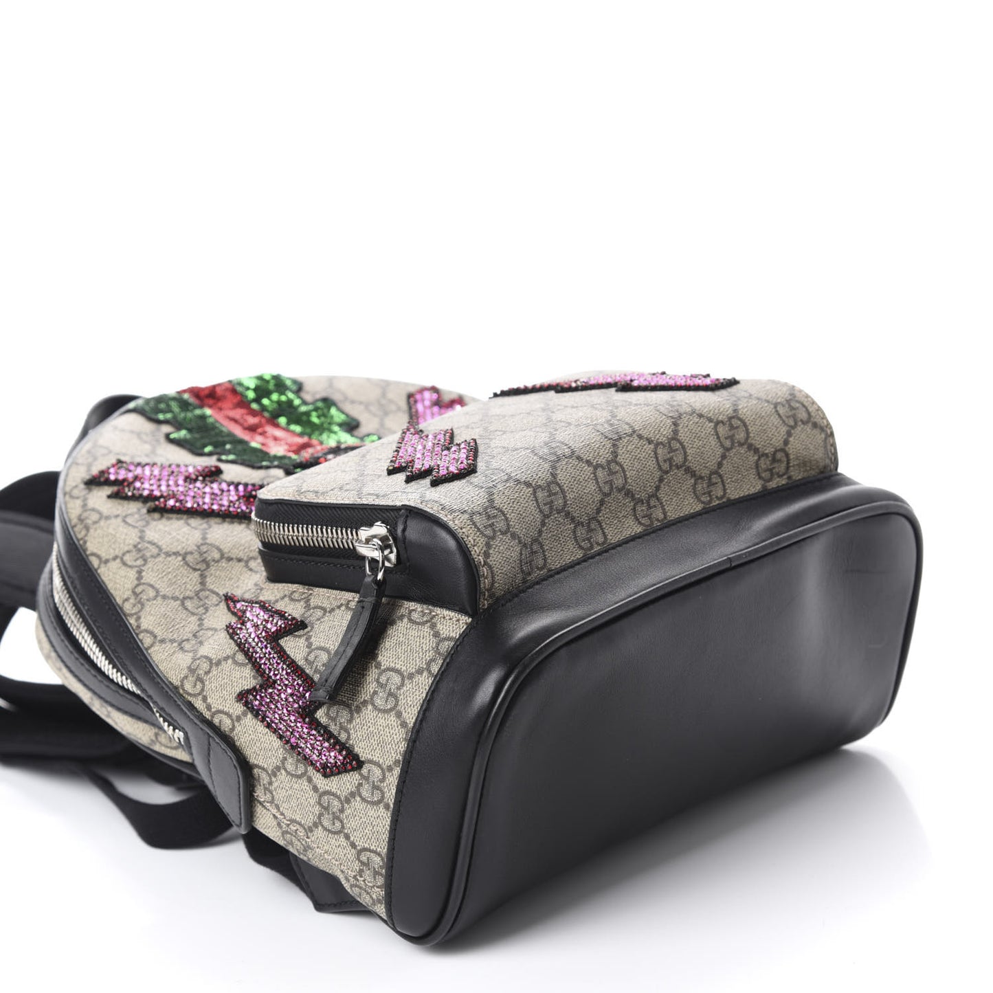 GG Supreme Monogram Lightning Embroidered Small Day Backpack Black