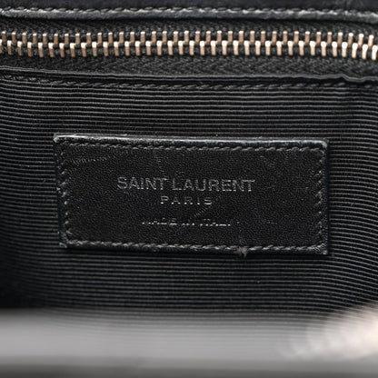 Saint Laurent Grain De Poudre Matelasse Chevron Monogram Shopping Bag Black 7 of 14