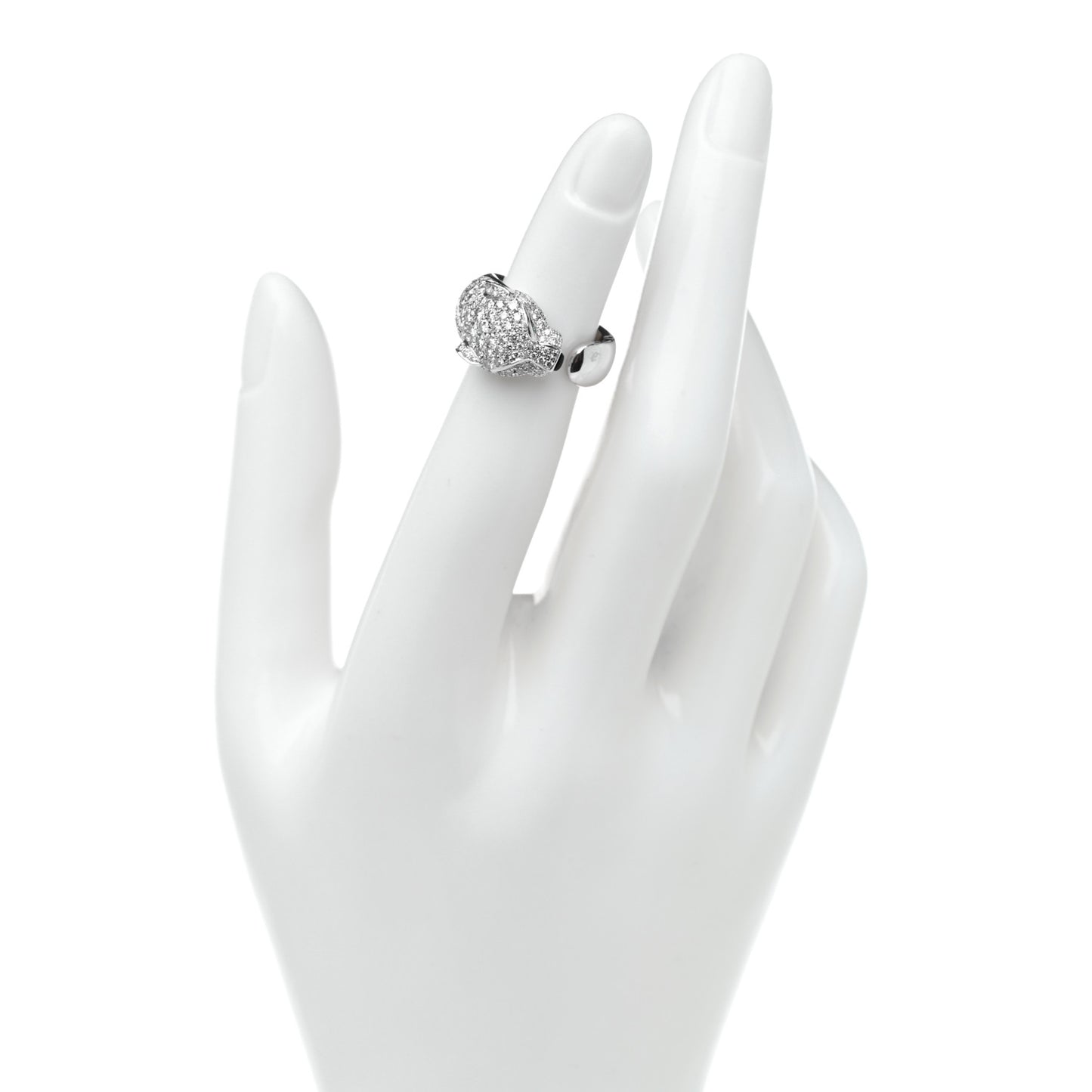 18K White Gold Diamond Black Onyx Emerald Panthere De Cartier Ring 46 3.75