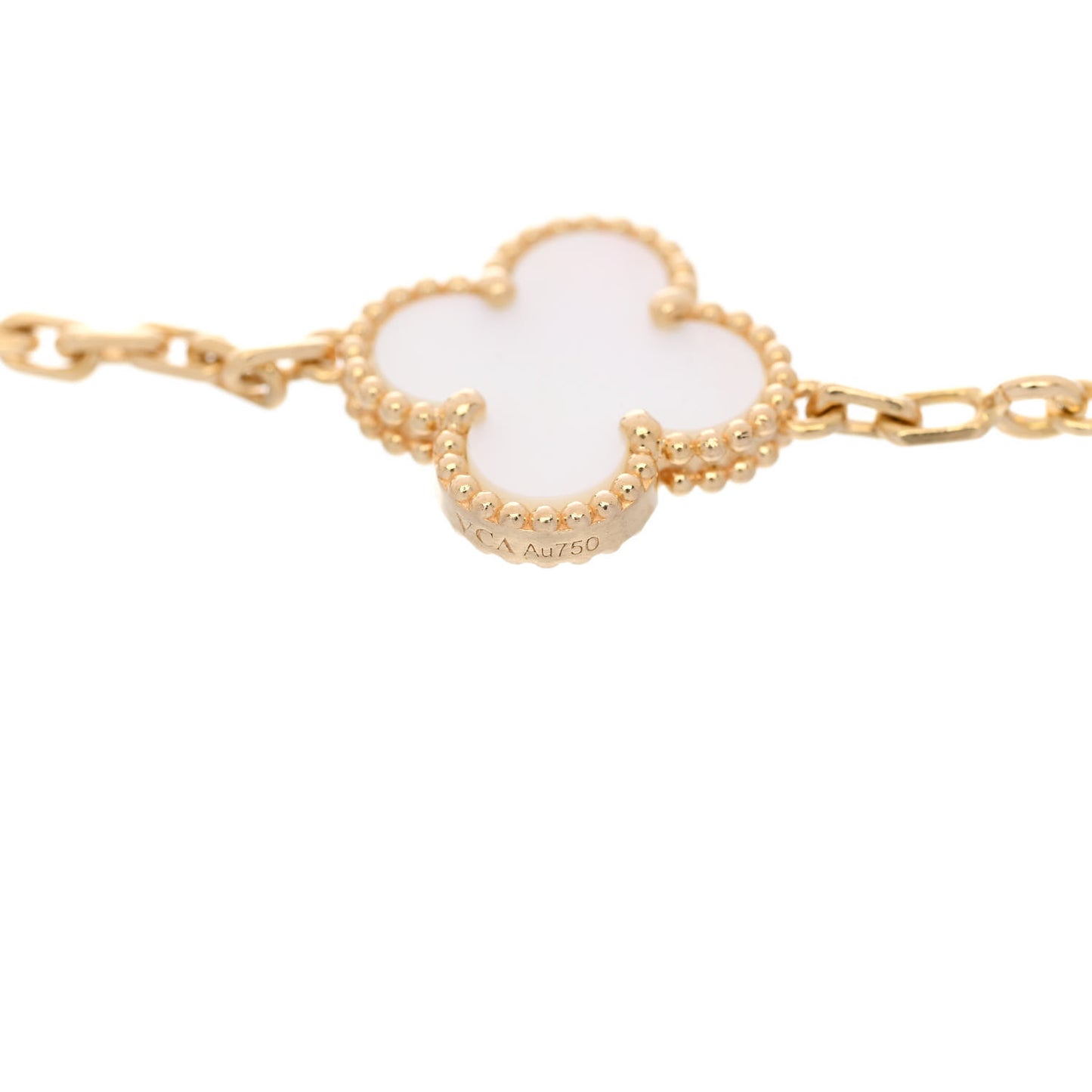 18K Yellow Gold Mother of Pearl 5 Motifs Vintage Alhambra Bracelet