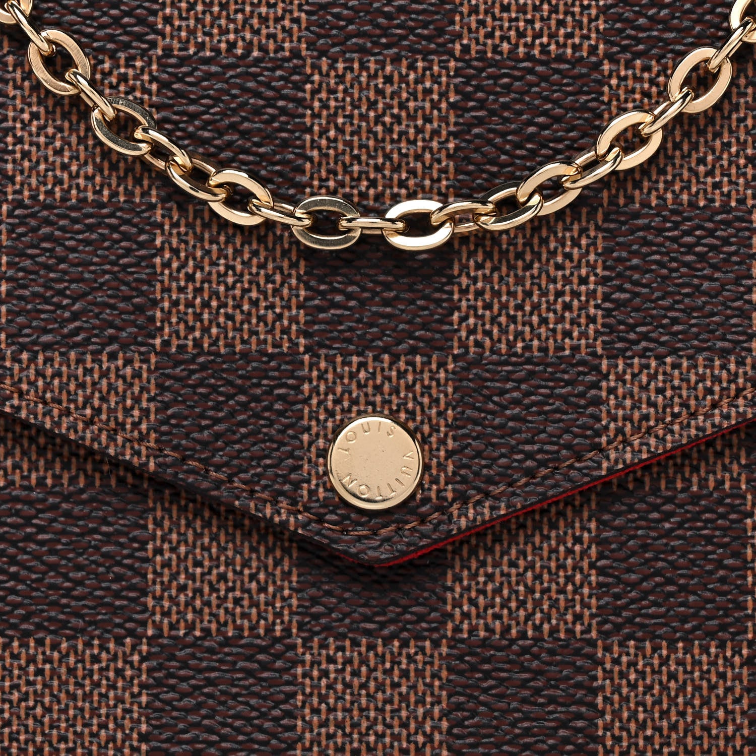 Louis Vuitton Damier Ebene Pochette Felicie Chain Wallet 12 of 15