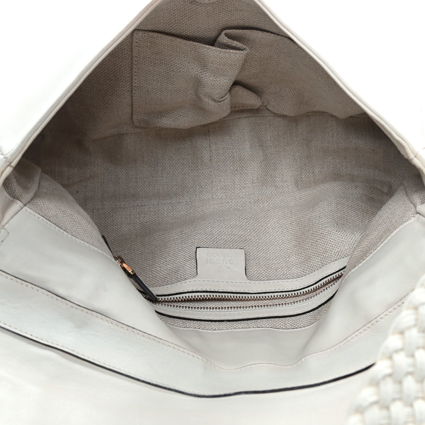 Calfskin Handmade Medium Flap Shoulder Bag Off White