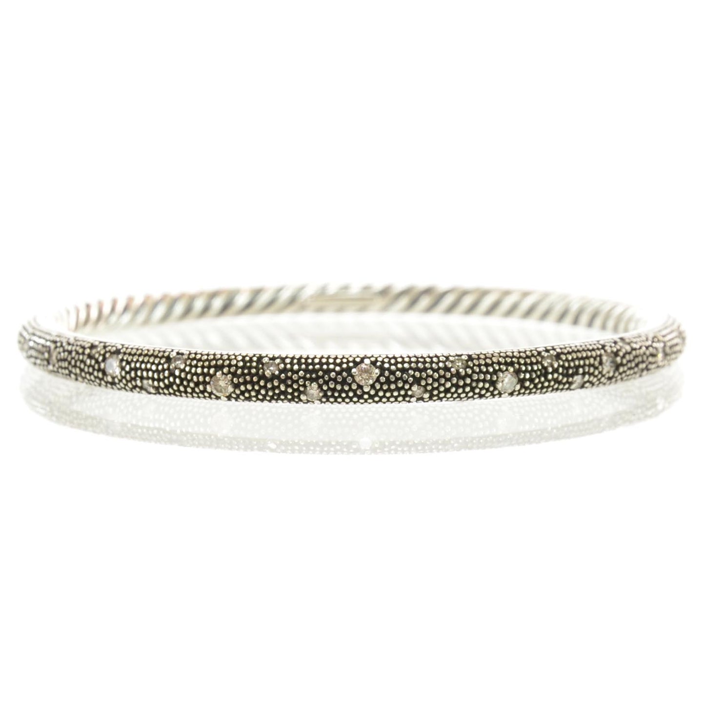 Sterling Silver Diamond 4mm Midnight Melange Bangle Bracelet