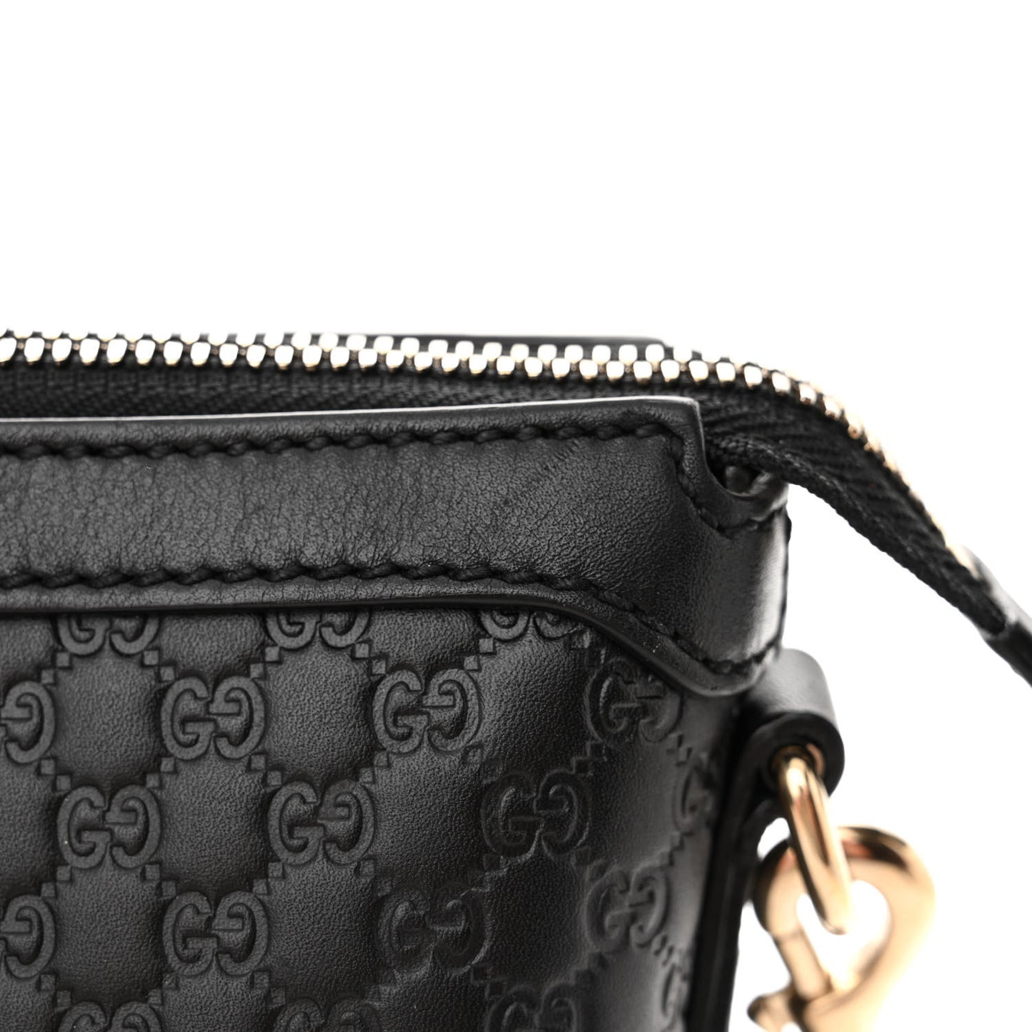 Soft Microguccissima Small Zippered Satchel Black