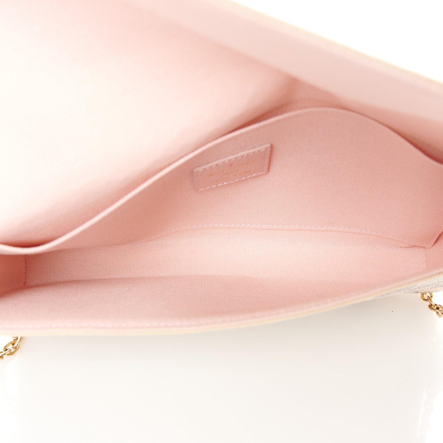 Damier Azur Pochette Felicie Chain Wallet Rose Ballerine