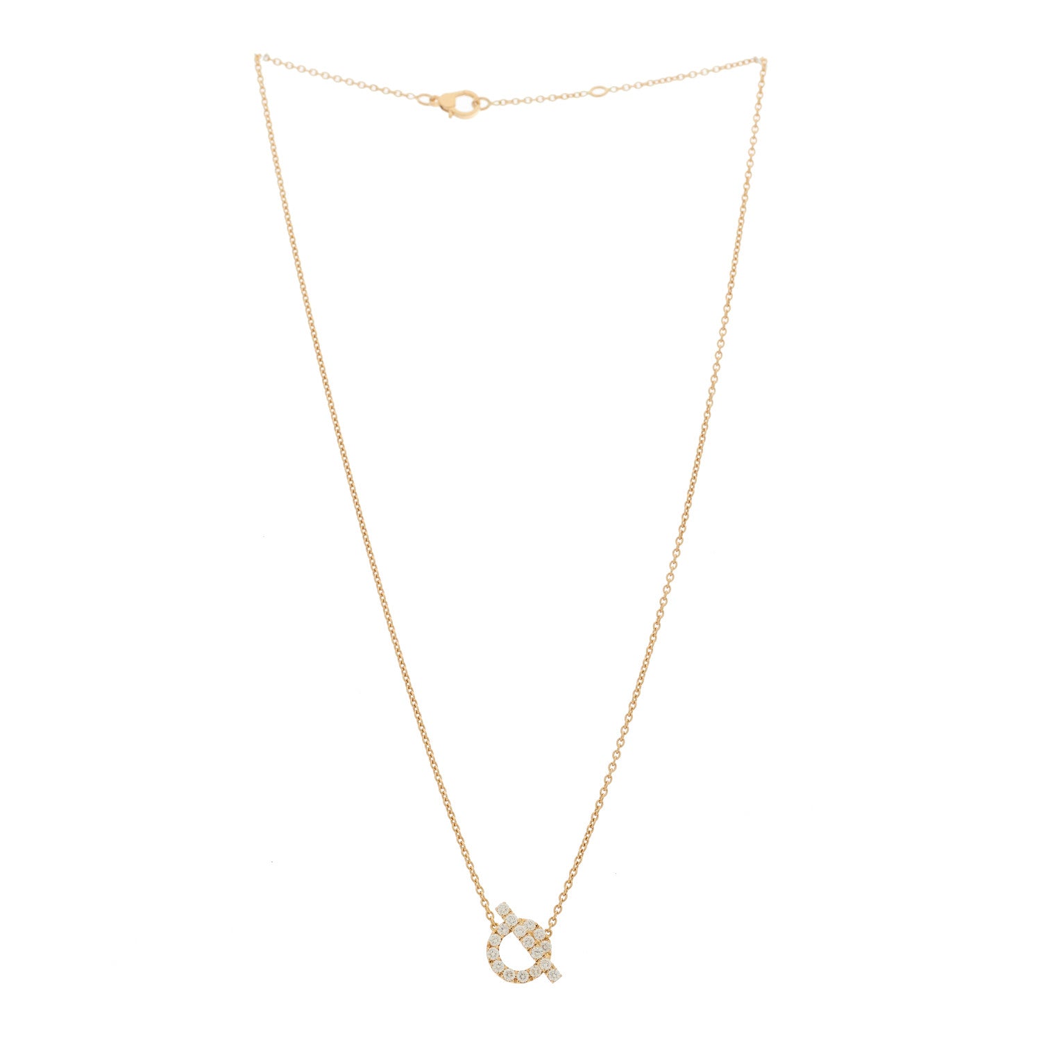 Hermes 18K Rose Gold Diamond Finesse Pendant Necklace 3 of 6