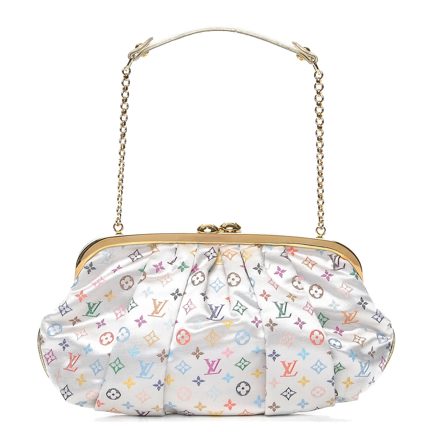 Louis Vuitton Satin Monogram Multicolor Aumoniere Clutch White 1 of 11
