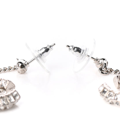 Chanel Baguette Crystal CC Drop Earrings Silver 3 of 4