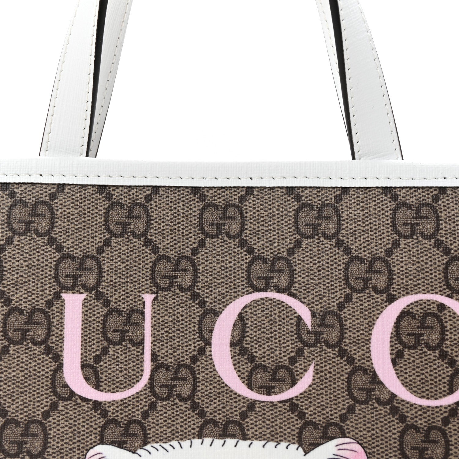 Gucci GG Supreme Monogram Cat Childrens Tote Beige Ebony White 8 of 10