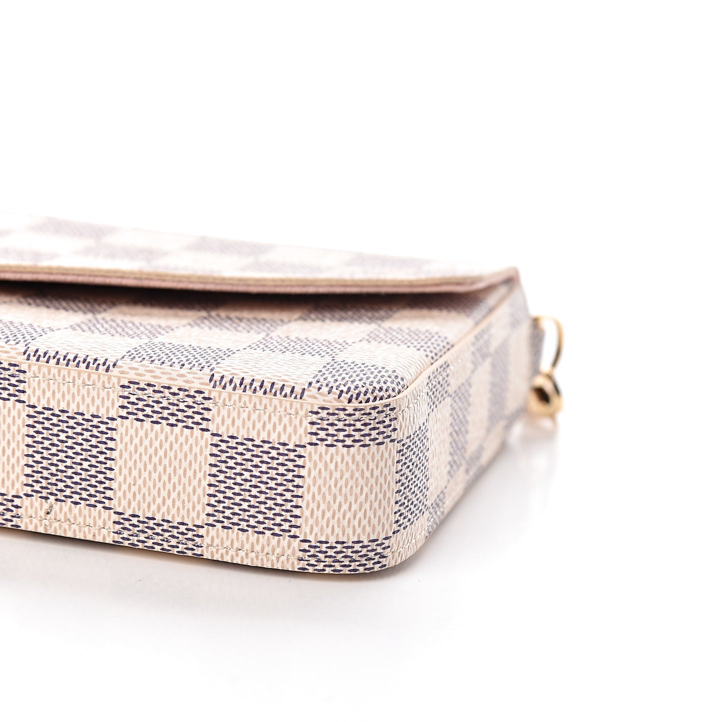Damier Azur Pochette Felicie Chain Wallet Rose Ballerine