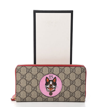 Gucci GG Supreme Monogram Bosco Patch Zip Around Wallet Beige Malva Hibiscus Red 7 of 7