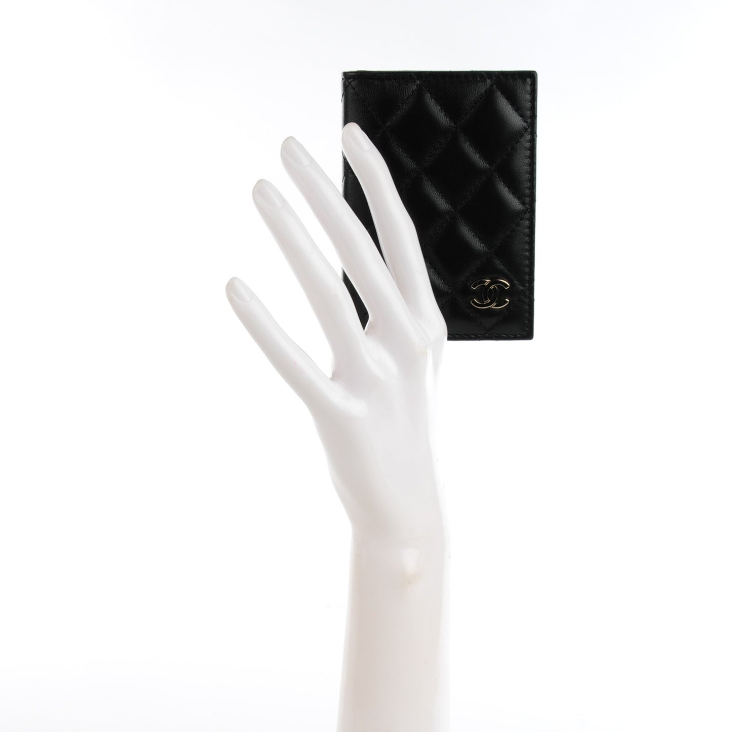 Lambskin Quilted Card Holder Wallet Black