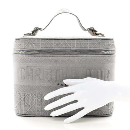 Christian Dior Canvas Embroidered Cannage Diortravel Vanity Case Grey 2 of 7