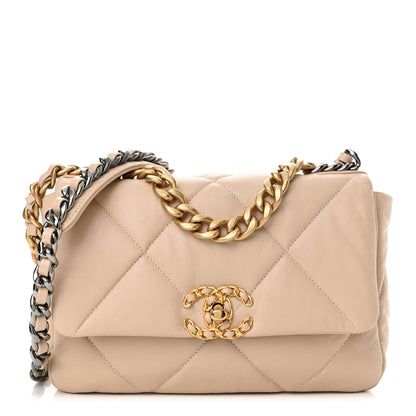 Chanel Goatskin Quilted Medium Chanel 19 Flap Light Beige 1 of 11