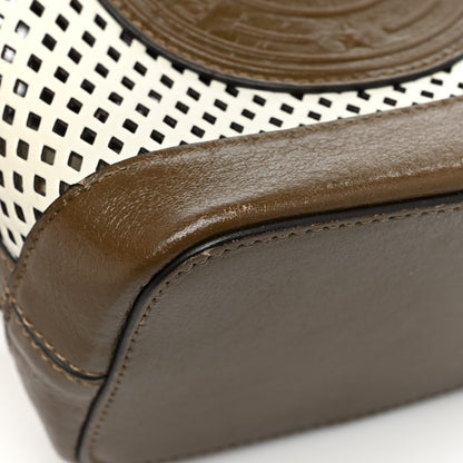 Fendi Vitello Liberty Glossy Lambskin F is Fendi Perforated Mini Mon Tresor Bucket Bag White Ice Rust Maya 9 of 14