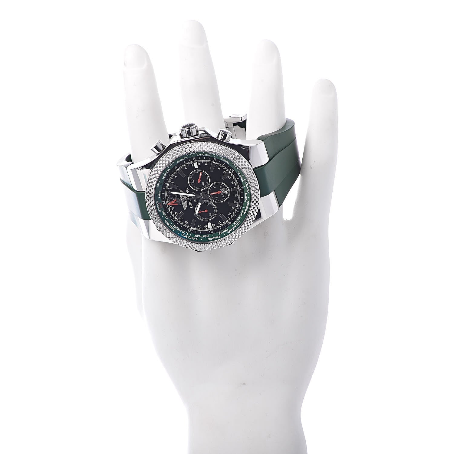Breitling Stainless Steel Rubber 49mm Bentley GMT Chronograph Automatic Watch Green A47362 2 of 9