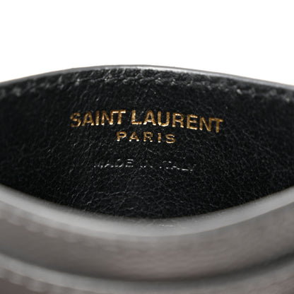 Saint Laurent Grain De Poudre Matelasse Chevron Monogram Credit Card Case Storm 7 of 7