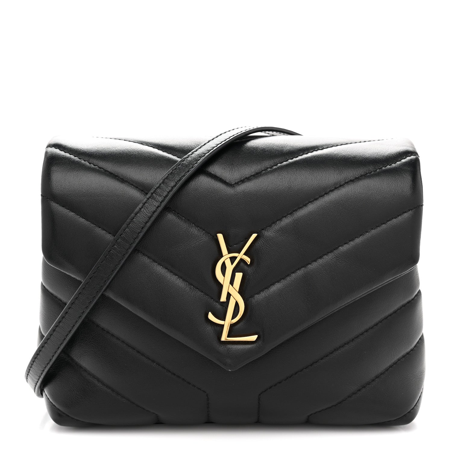 Saint Laurent Calfskin Y Quilted Monogram Toy Loulou Crossbody Bag Black 1 of 13