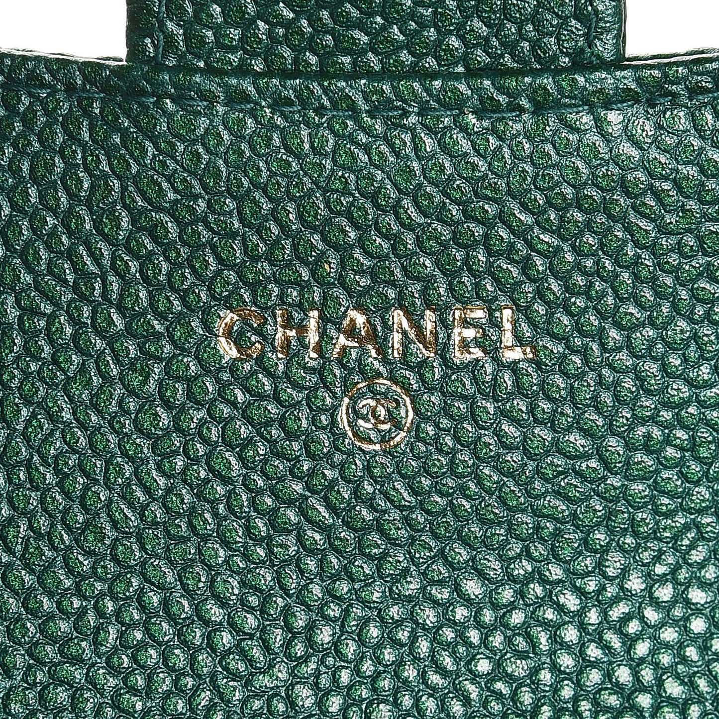 Metallic Caviar Quilted Card Holder Green
