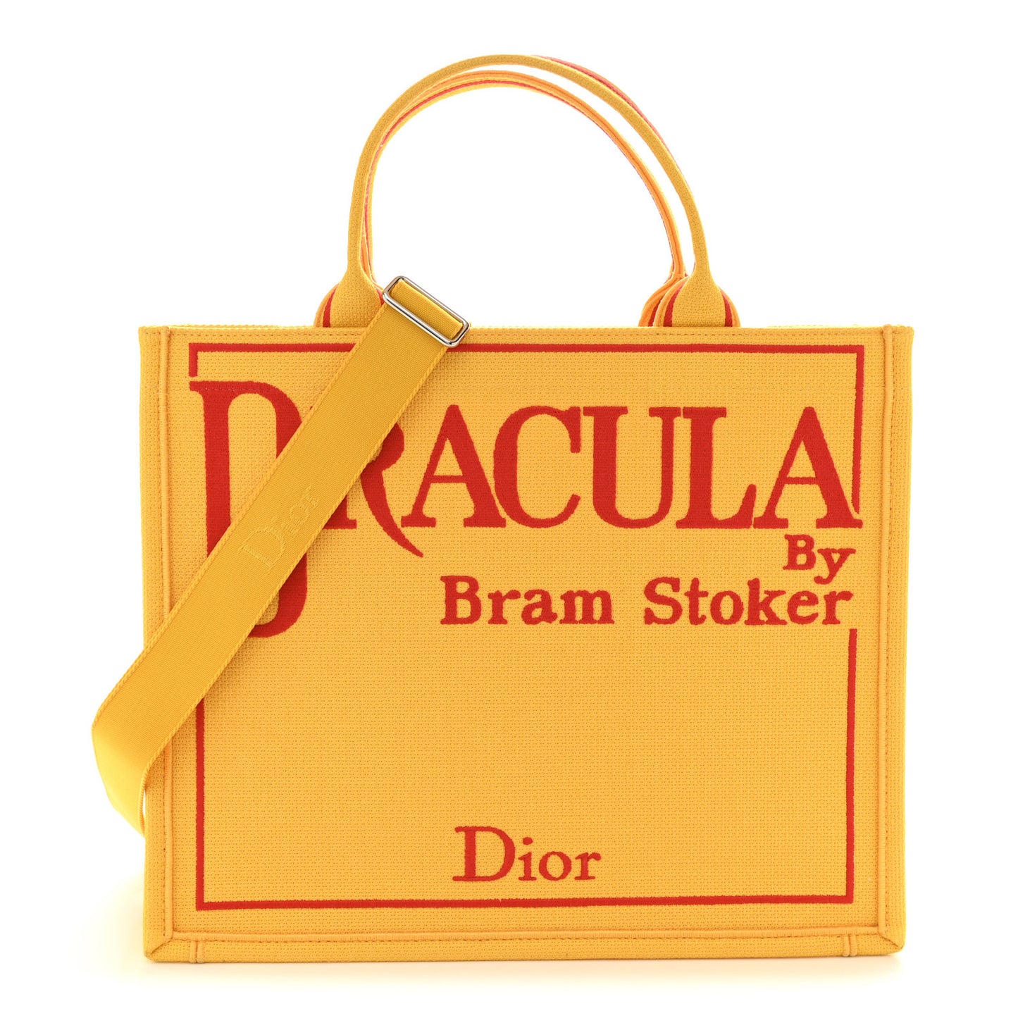 Canvas Embroidered Book Cover Medium Book Tote Yellow Red