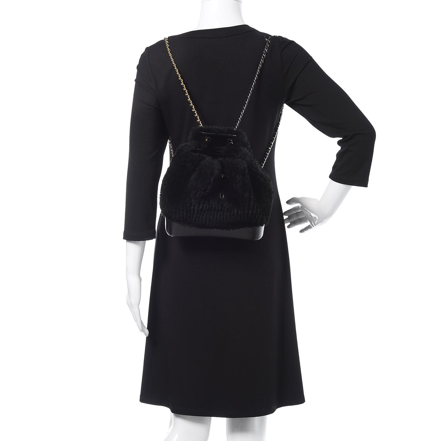 Shearling Small Gabrielle Backpack Black