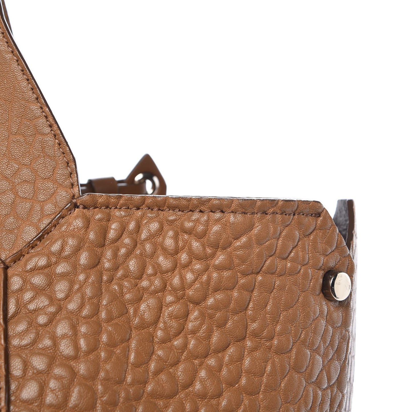 Grained Lambskin Studded Lockett Shopper Tote Tan