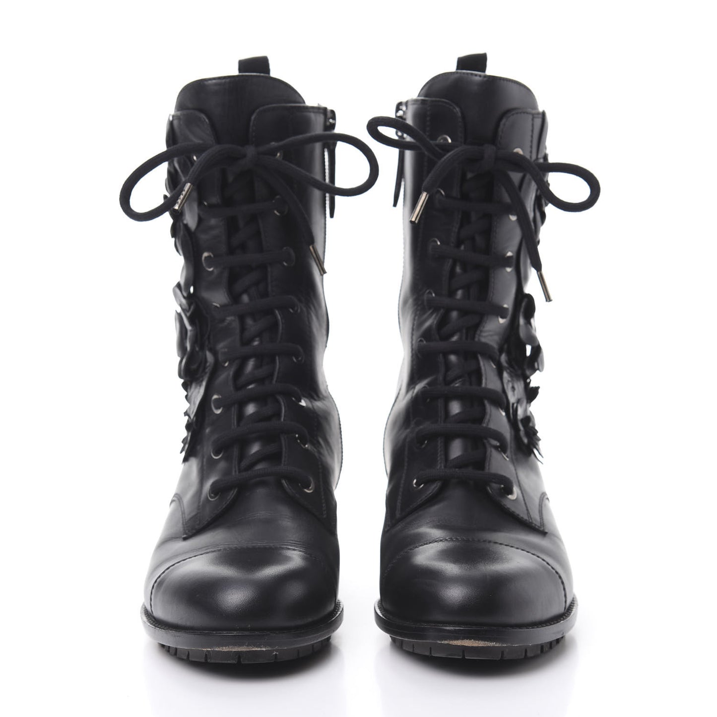 Calfskin Techno Couture Combat Boots 39 Black