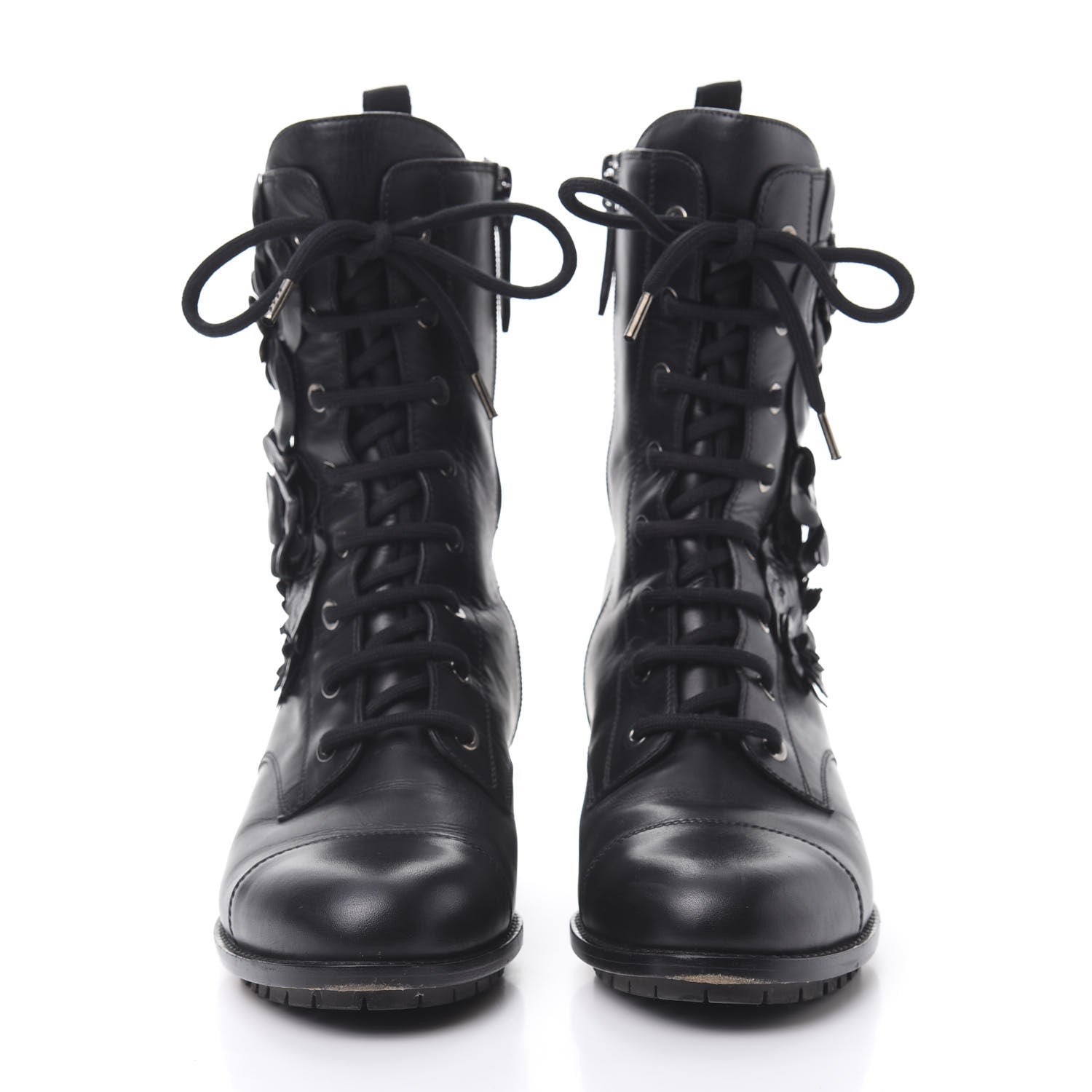Valentino Garavani Calfskin Techno Couture Combat Boots 39 Black 2 of 9