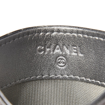 Chanel Patent Metallic Crumpled Calfskin Chevron Quilted Card Holder Silver 6 of 8