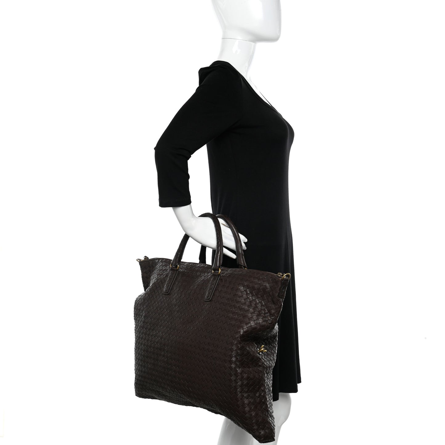 Nappa Intrecciato Maxi Convertible Tote Ebano