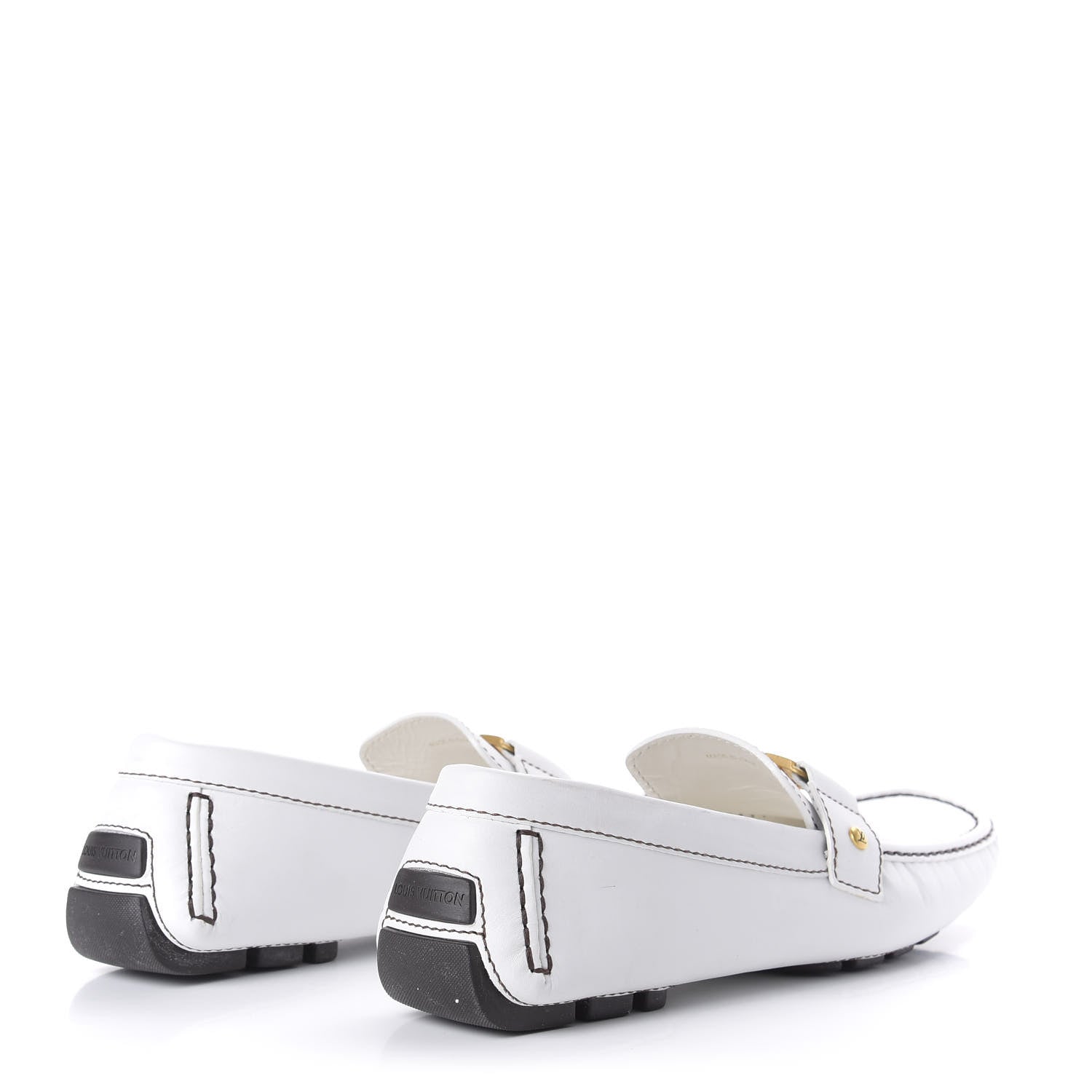 Louis Vuitton Calfskin Mens Monte Carlo Car Shoe Moccasin Loafers 10 White 4 of 11
